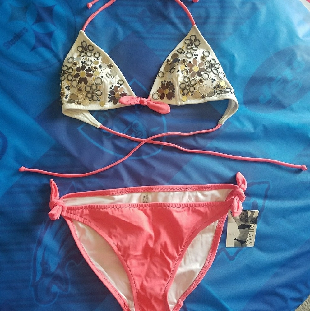 Victoria Secret 2 piece bikini w/beaded embroidery